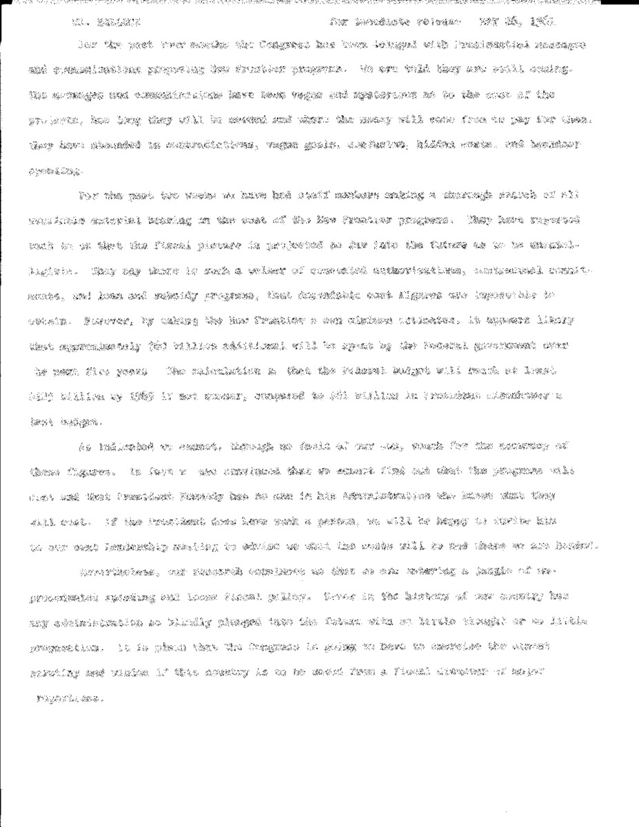 The official statement and press conference covers topics including the cost of New Frontier programs, the tractors-for-prisoners negotiations with Cuba, the Bay of Pigs, the Kennedy-Khrushchev summit, NASA funding, the federal budget deficit, education legislation and reaction to the Ev and Charlie Show.