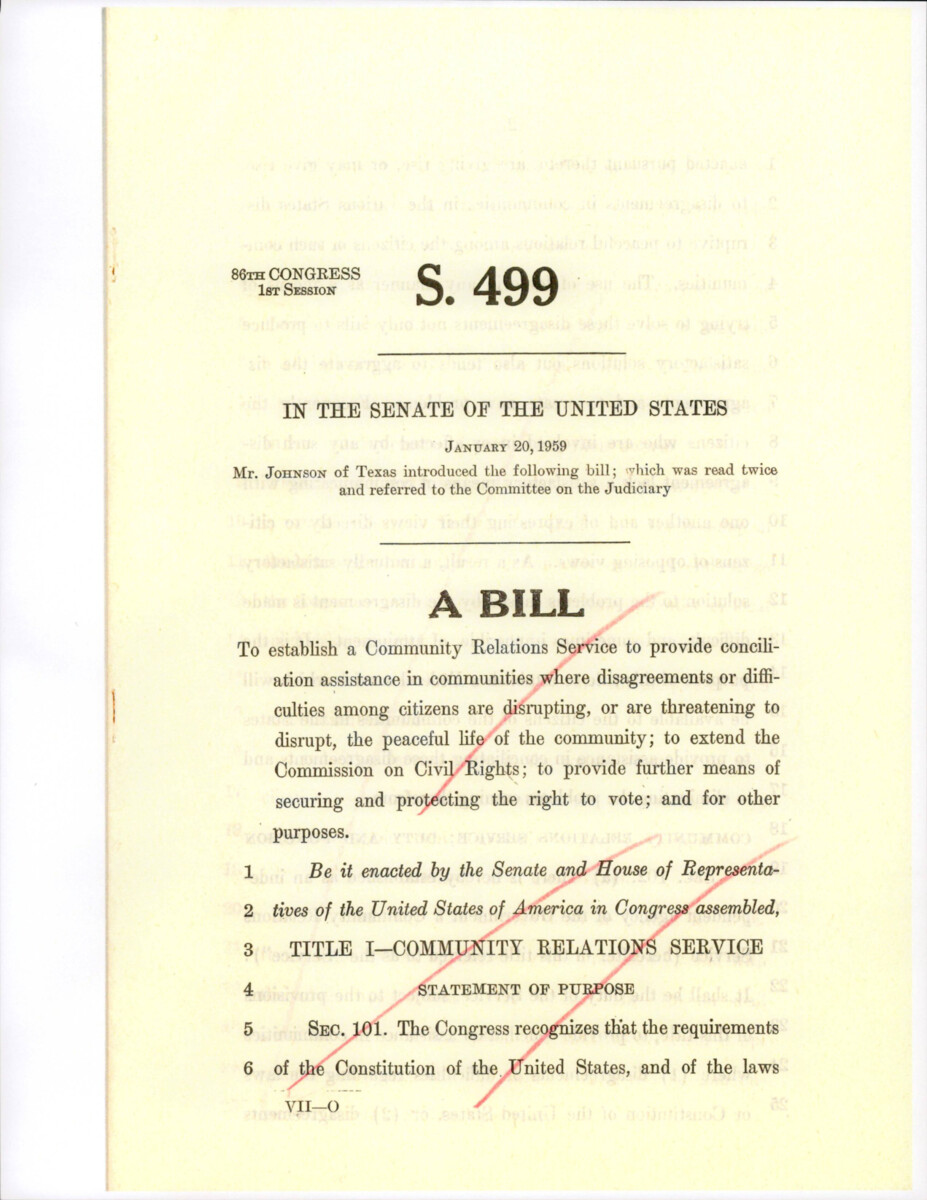 Legislation S.499 By Senator Johnson Of Texas Aims To Address Community Disputes, Extend Civil Rights Protections, And Safeguard Voting Rights.