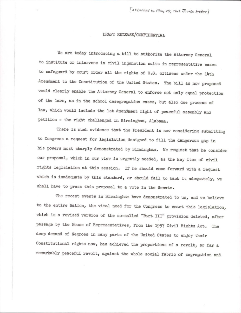Press Release Introducing The Civil Rights Bill. The Bill Was Reviewed By Professors Of Constitutional Law Across The Nation.