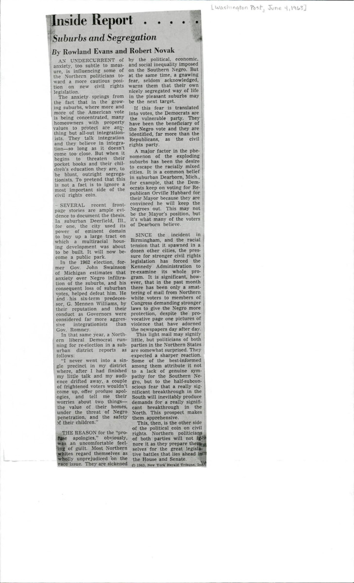 This Article Talks About The Anxiety That Many Northerners Were Feeling As Suburban Communities Were Becoming Integrated. Many Northerners Fled Cities And Moved To The Suburbs As The Communities Become More Diverse.