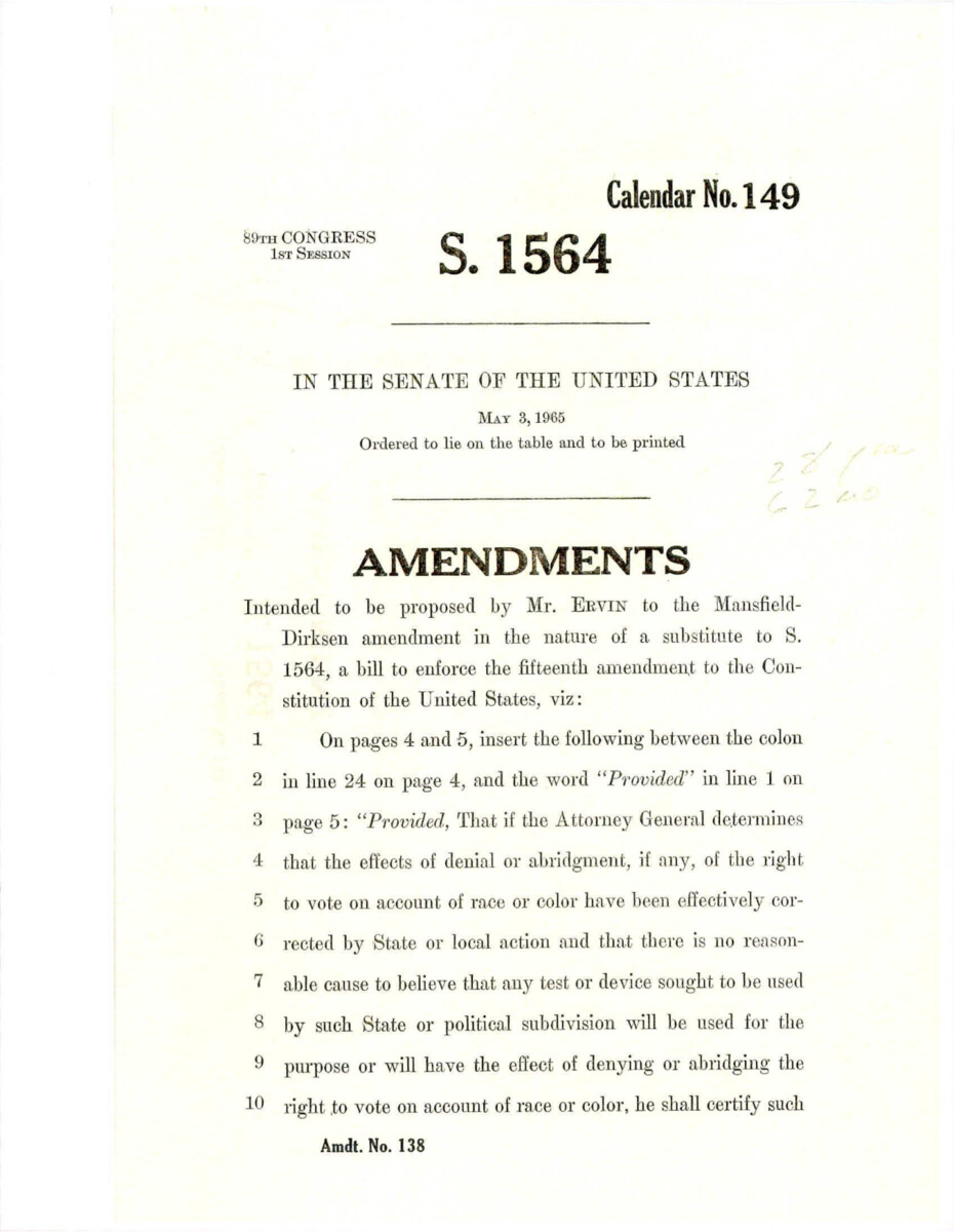 Amendment Proposed To The Mansfield - Dirksen Substitute Version Of S. 1564