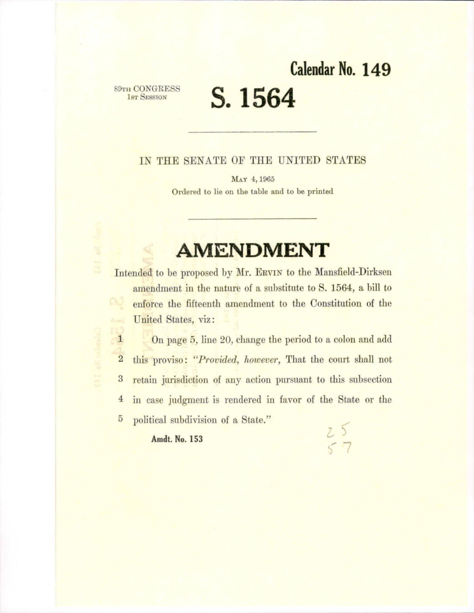 Amendment Proposed To The Mansfield - Dirksen Substitute Version Of S. 1564