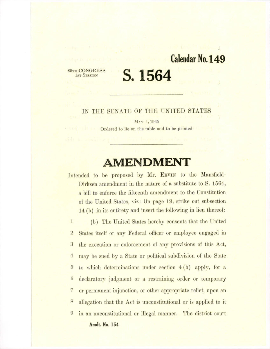 Amendment Proposed To The Mansfield - Dirksen Substitute Version Of S. 1564