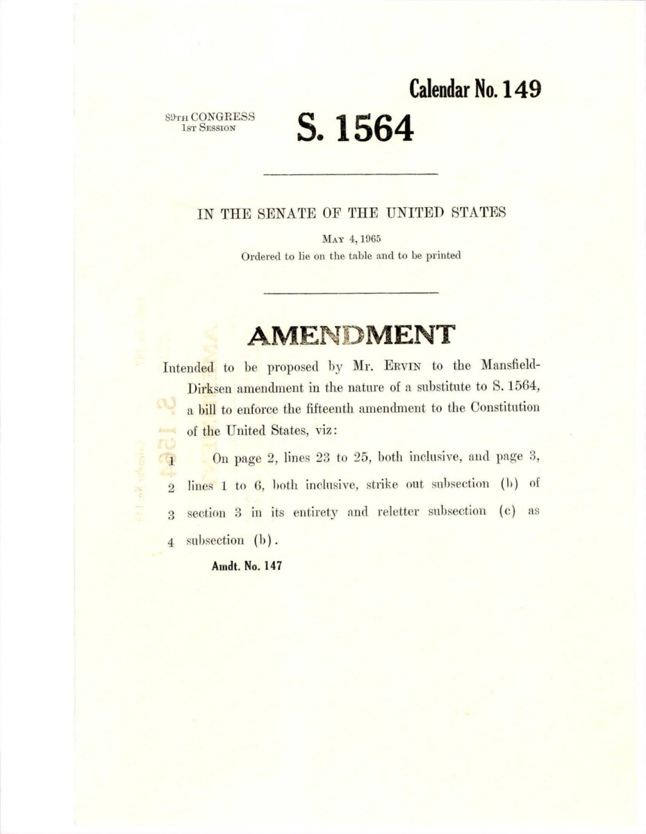 Amendment Proposed To The Mansfield - Dirksen Substitute Version Of S. 1564
