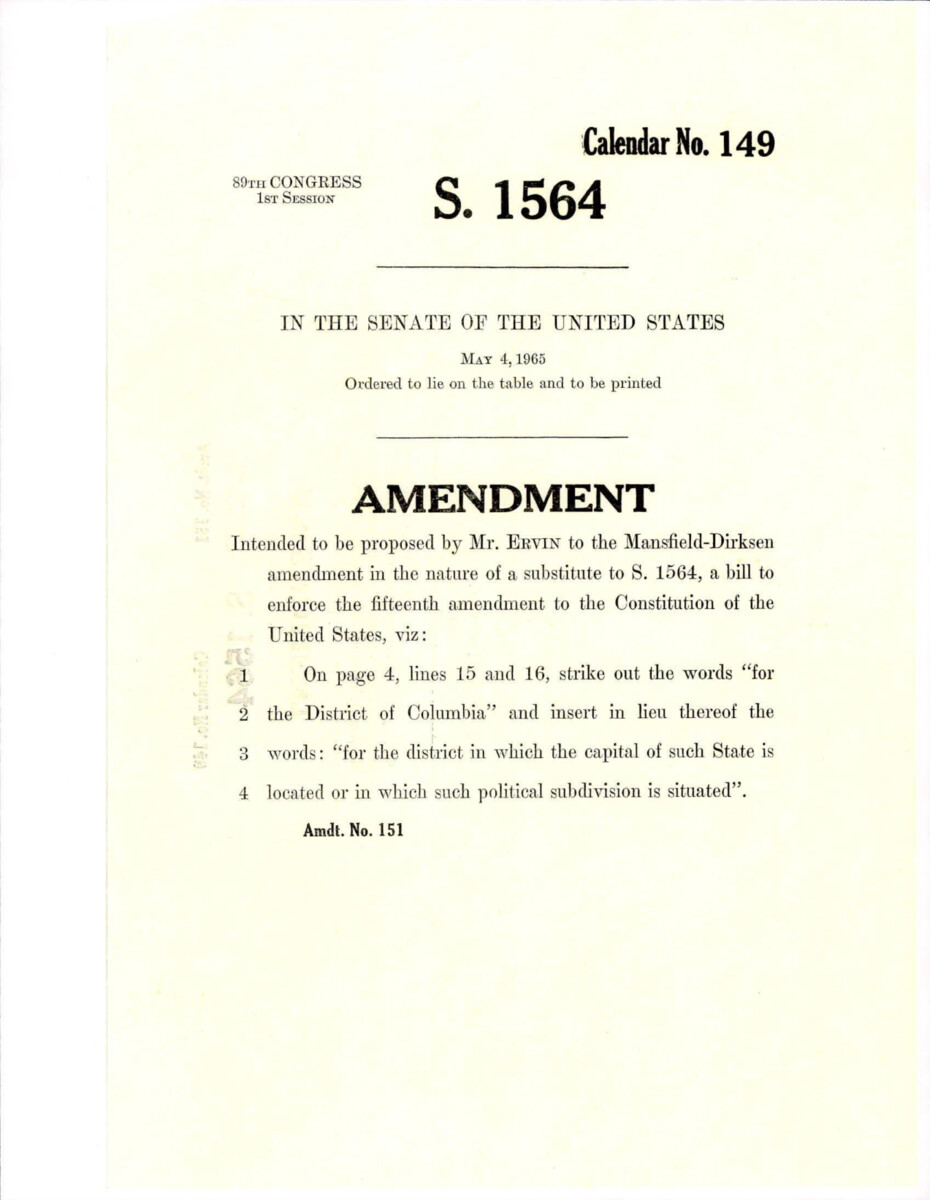 Amendment Proposed To The Mansfield - Dirksen Substitute Version Of S. 1564