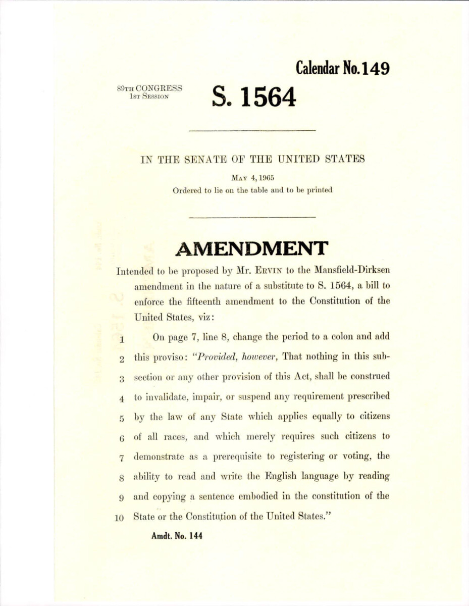 Amendment Proposed To The Mansfield - Dirksen Substitute Version Of S. 1564