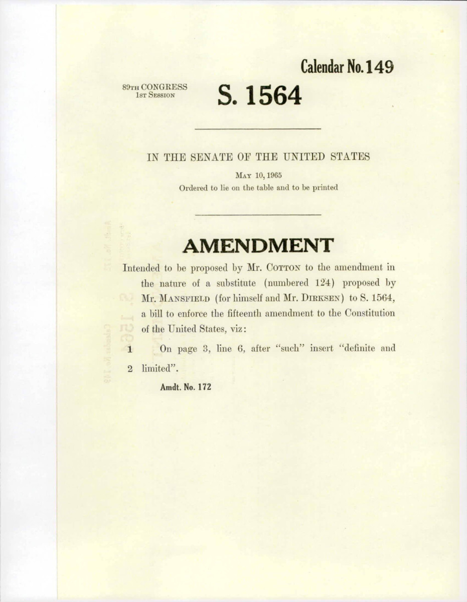 Amendment Proposed To The Mansfield - Dirksen Substitute Version Of S. 1564