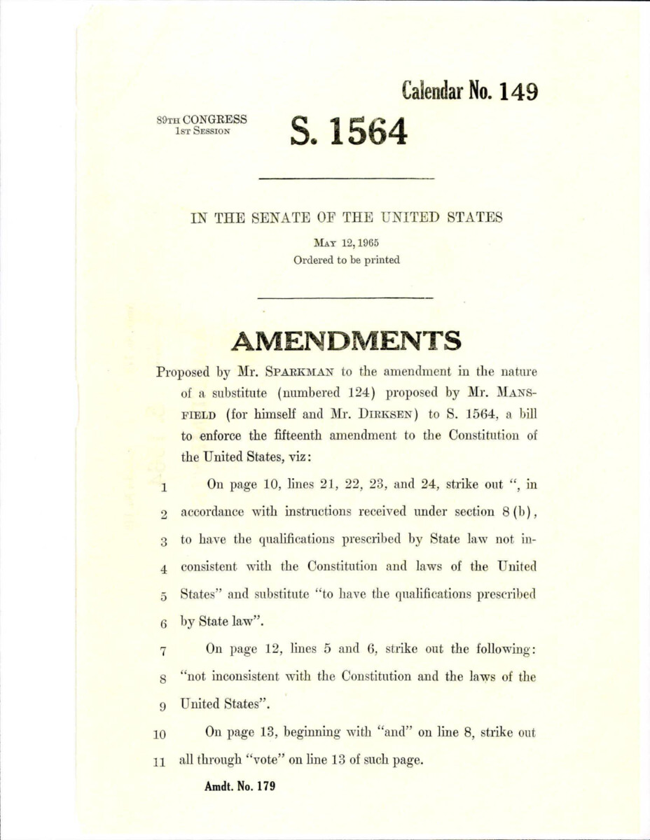 Amendment Proposed To The Mansfield - Dirksen Substitute Version Of S. 1564