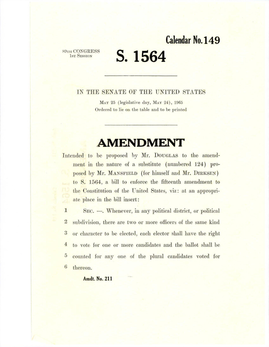 Amendment Proposed To The Mansfield - Dirksen Substitute Version Of S. 1564