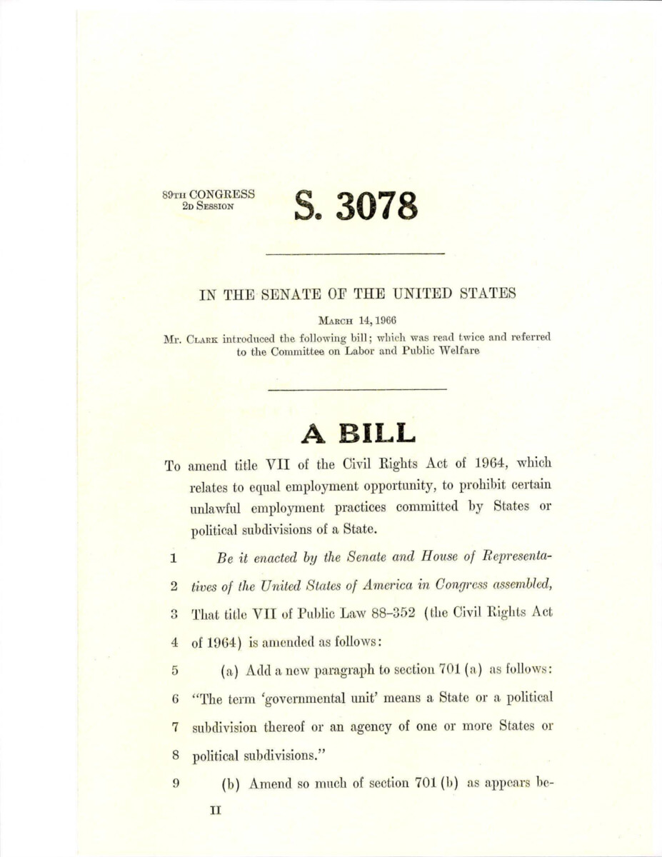 S. 3078- To Amend Title Vii Of The Civil Rights Act Of 1964, Which Relates To Equal Employment Opportunity, To Prohibit Certain Unlawful Employment Practices Committed By States Or Political Subdivisions Of A State.