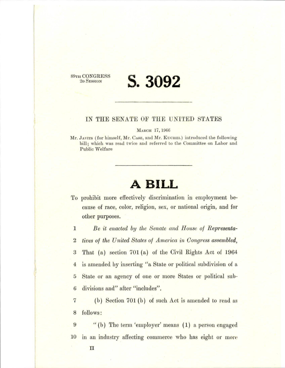 Bill Amending Section 701(a) Of The Civil Rights Act Of 1964 Which Deals With Unlawful, Discriminatory Employment Practices.