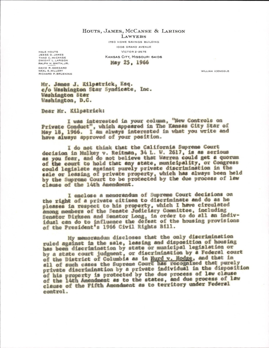 Letter Regarding A Kansas City Star Article About A California Supreme Court Case And The 14th Amendment.