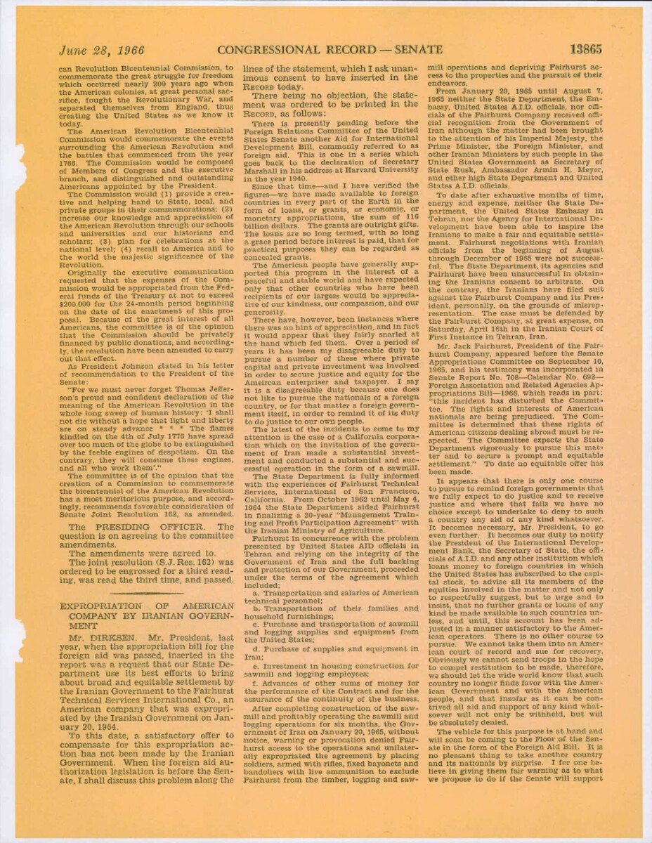 Congressional Record Of Sen. Robert Byrd's Speech Opposing The Civil Rights Act Of 1966, Especially The Housing Provision.