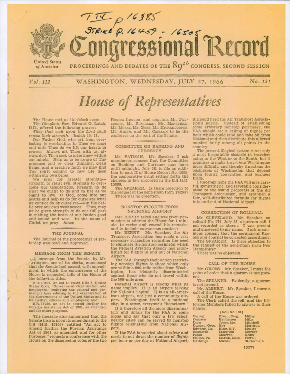 Record Of The House Deliberating The Civil Rights Act Of 1966 Title By Title. Multiple Representatives Spoke About Their Positions On The Bill.