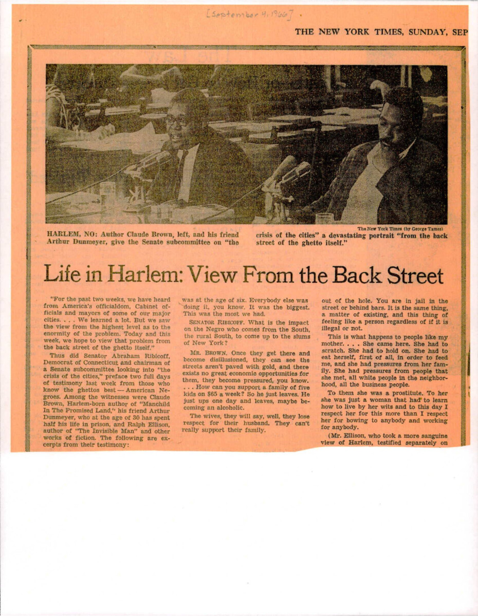 Article About Life In Harlem, New York For African Americans. Article Includes An Interview With Harlem Resident, Mr. Dunmeyer.