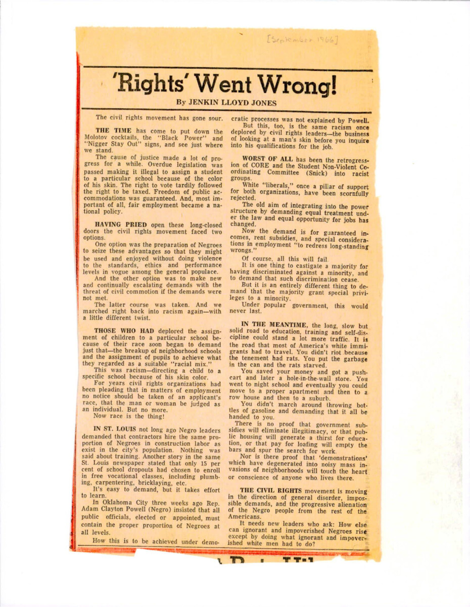 Op-ed About The Changes The Civil Rights Movement Has Gone Through Which Have Alienated White "liberals". The Author States That The Movement Is Heading Towards General Disorder.