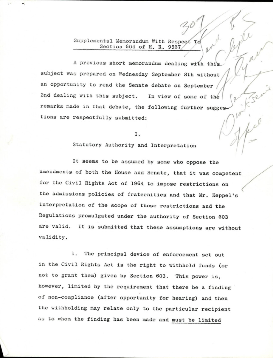 Information About The Higher Education Act Of 1965 Including Its Interpretation, Constitutionality, And How Fraternities Relate To Education.
