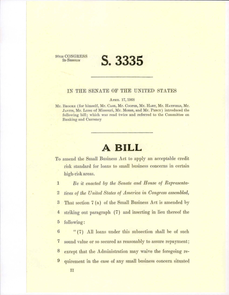 Bill To Amend The Small Business Act To Apply An Acceptable Credit Risk Standard For Loans To Small Business Concerns In Certain High-risk Areas.