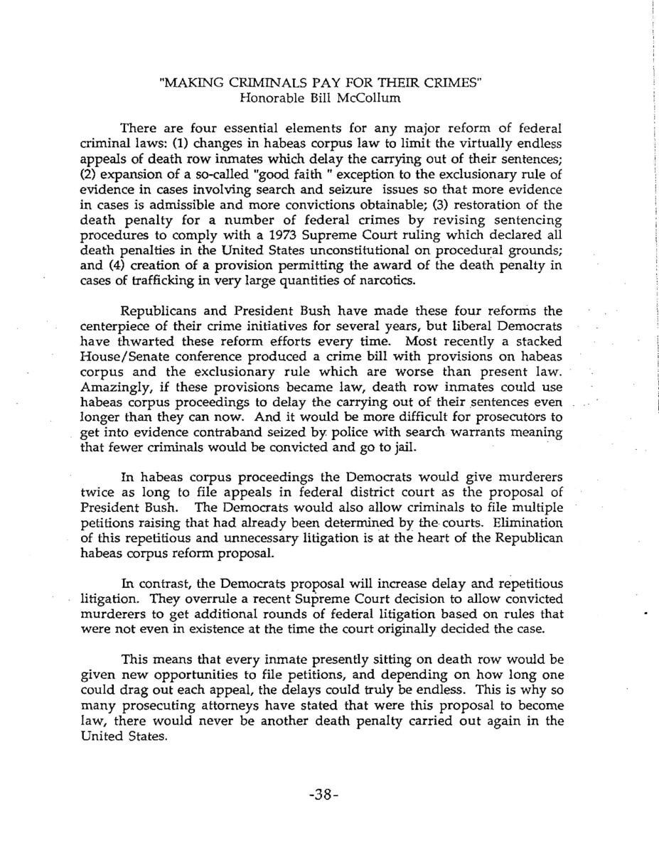 Part of  a larger document, titled "The Republican Congress: A Manifesto for Change in the House of Representetives",