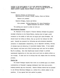 ["The meeting minutes outline the Republican leadership's discussions about a mild recession in 1960, the missile gap, and gold depletion."]