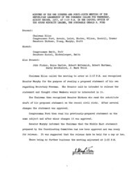 ["The meeting minutes reference Republican leadership's discussions about Secretary of Agriculture Orville Freeman, civil unrest across the country, and a statement on the Middle East."]
