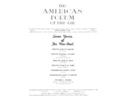 ["This transcript records speeches by Senator Alben W. Barkley and Senator Charles L. McNary followed by panel discussion focused on the New Deal."]
