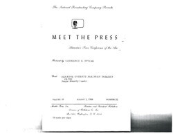 ["This interview transcript records Senator Everett McKinley Dirksen's appearance on Meet the Press. He responds to questions regarding the prayer amendment, Vietnam, Civil Rights legislation, and an ongoing labor strike."]