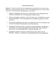 ["Part of a larger document, titled \"A Blueprint for Leadership\" that outlined for House Republicans House Republicans plans for the formulation, communication, and implementation of policy, for the 103rd Congress, the first since 1981 without a Republican-held White House."]