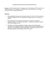 ["Part of a larger document, titled \"A Blueprint for Leadership\" that outlined for House Republicans House Republicans plans for the formulation, communication, and implementation of policy, for the 103rd Congress, the first since 1981 without a Republican-held White House."]