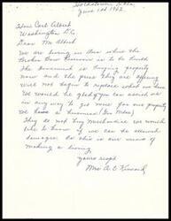 ["The documents are from residents of Hochatown, Oklahoma, expressing concern about the government's acquisition of land for the Broken Bow Reservoir project. They feel that the prices being offered for their property are inadequate and are seeking assistance in getting fair compensation. They are reaching out to Carl Albert for help in ensuring they receive just offers for their homes and land. Colonel Howard W. Penney, District Engineer, has promised to provide full details of the Government's proposal by June 20th."]