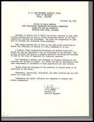 ["The U.S. Army Engineer District in Tulsa is holding a public meeting on January 17, 1963, to inform interested parties about land acquisition procedures for the Broken Bow Dam and Reservoir on the Mountain Fork River in Oklahoma. The meeting will outline land acquisition policies and procedures, and a booklet will be distributed providing information on the purchase of land by the Corps of Engineers. Additionally, contracts for construction work related to the reservoir have been awarded to Lewis Construction Associates and Parker Construction Company, both small business concerns."]