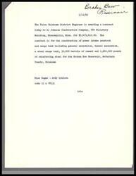 ["The Tulsa Oklahoma District Engineer is awarding a contract to Al Johnson Construction Company for the construction of power intake penstock and surge tank for the Broken Bow Reservoir. Another contract is scheduled to be awarded to General Electric Co. for work on power transformers for the same reservoir. The message is sent to inform about the contract awards."]