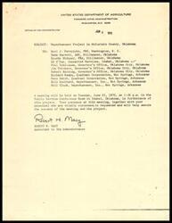 ["The document includes various memos and letters regarding projects and events in Oklahoma and Arkansas. It discusses a meeting for the Weyerhaeuser Project in McCurtain County, a training program on law enforcement, and the Arkansas River Dedication in June 1971. It also highlights the construction and dedication of the Broken Bow Dam and Reservoir and the efforts of politicians such as Carl Albert, Robert S. Kerr, and Mike Monroney in securing funding for dam projects in the area."]