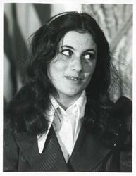 ["Black and white photograph print of Close up Felda Looper, the first girl page in the House of Representatives."]