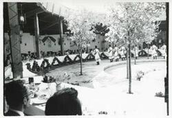 ["Black and white photograph print of performers at the House delegation to the USSR, Romania, Yugoslavia. August 1975"]