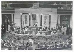 ["Black and white photograph print of several people at the anniversary of the First Continental Congress. September 25, 1974"]