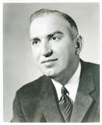 ["Black and white photograph print of studio portrait of Daniel J. Houghton, president of Lockheed Aircraft Corp."]