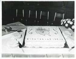 ["Black and white photograph print of Carl Albert's Birthday Cake, 1976"]