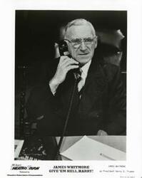 ["Black and white photograph print of actor James Whitmore as President Harry S. Truman in Give em Hell"]
