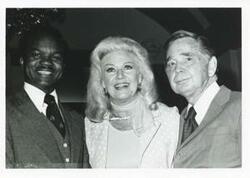 ["Black and white photograph print of Carl Albert and Ginger Rogers with different unidentified men."]