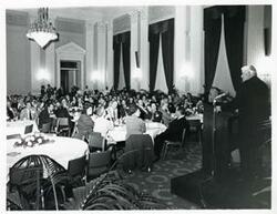 ["Black and white photograph print of People at the reception for freshman members of the 94th Congress. December 1, 1975"]