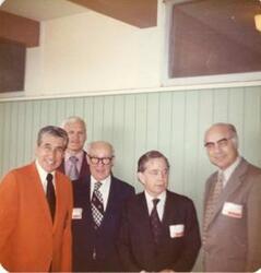 ["Color  photograph print of Carl Albert at the Oklahoma State Fairgrounds. He was giving a speech at the Energy Program. Ray Trent is also present. September 29, 1973"]