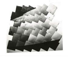 ["Black and white photograph of numerous photos taken and collected, by Surveyor I, to provide a much more detailed view of the Moon's surface. June 1966."]