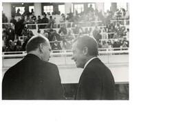 ["Black and white photograph of Richard M. Nixon at his presidential inauguration. January 20, 1973"]