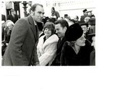 ["Black and white photograph of an unidentified group of people."]