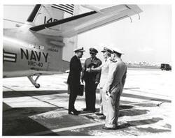 ["Black and white photograph of Astronaut Memorial Dedication Ceremonies. Arrival of Bowles. November 10, 1964"]