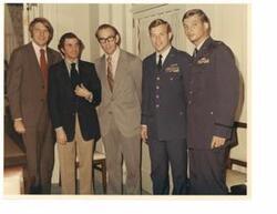 ["Color photograph of 8-A's (Air Force organization) with unidentified men in Speaker's office, 1972."]