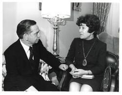 ["Black and white photograph of Carl Albert with an unidentified woman."]