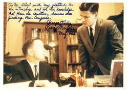 ["Color photograph of Carl Albert with Perry Margoles. May 1966. Handwritten note from Perry Margoles thanking Carl Albert for the internship on the front of the photograph."]