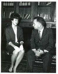 ["Black and white photograph of Carl Albert with an unidentified woman."]